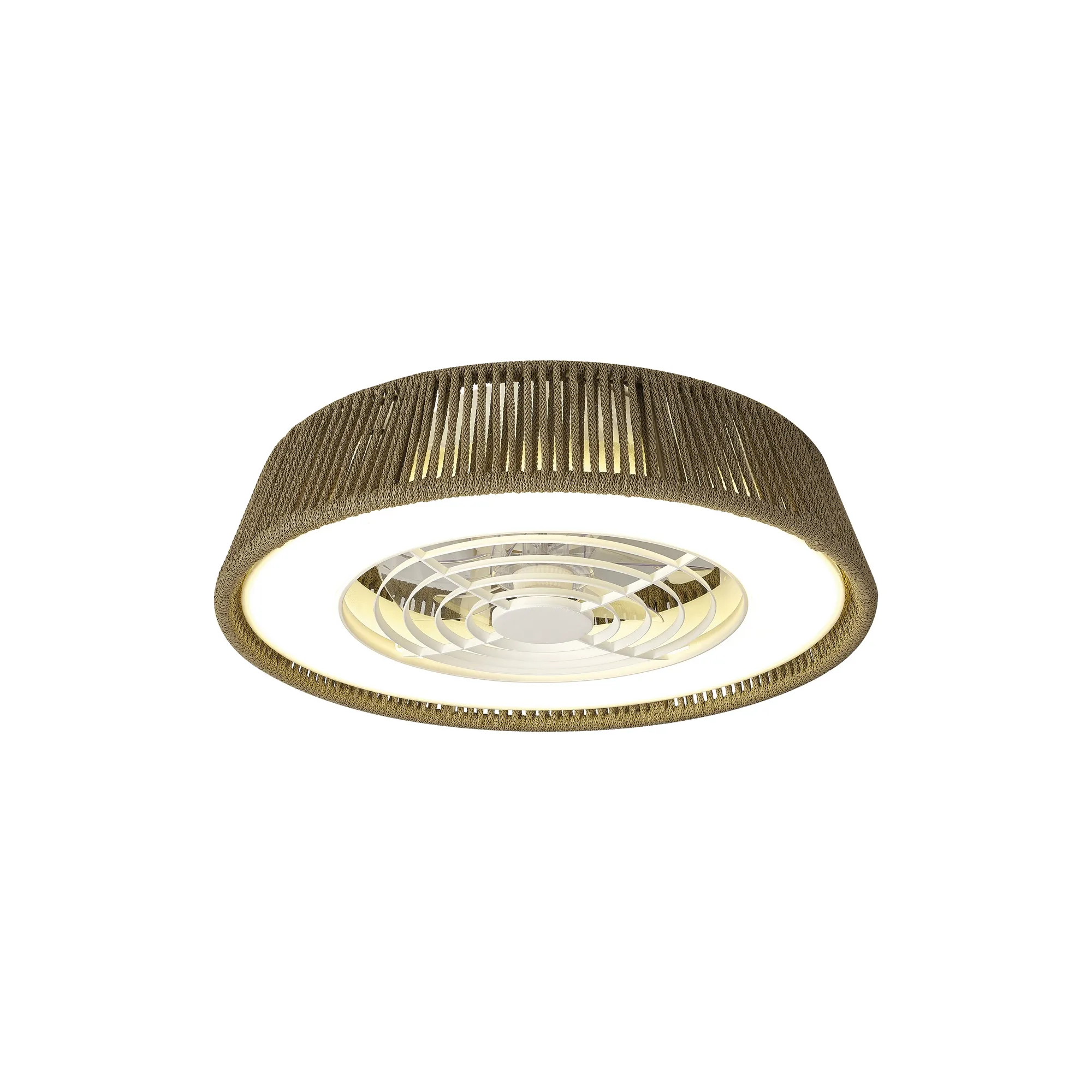 M8228  Polinesia Nautica 55W LED Dimmable Ceiling Light & Fan, Remote Controlled Beige Oscu